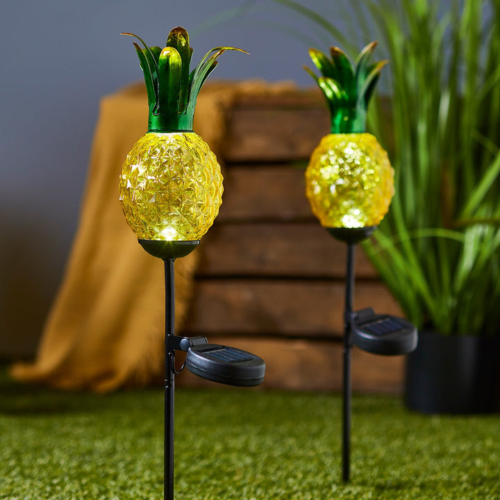 Lot de 2 Lampes Solaires Ananas Tropicales