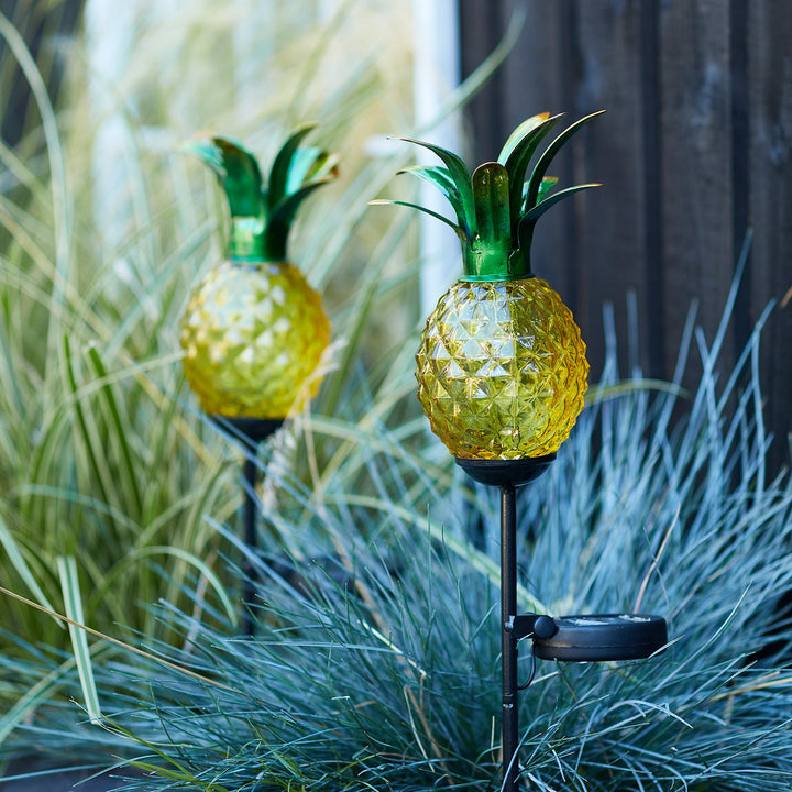Lot de 2 Lampes Solaires Ananas Tropicales