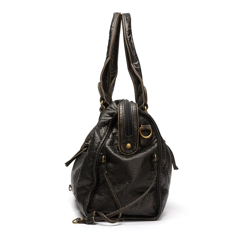ÉbèneÉlite™ – Élégance Noire en Cuir pour Femme Raffinée