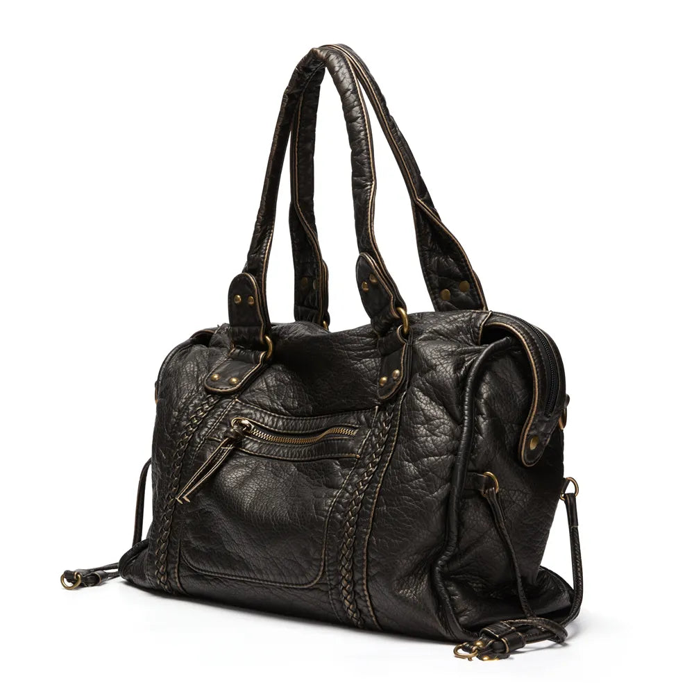 ÉbèneÉlite™ – Élégance Noire en Cuir pour Femme Raffinée