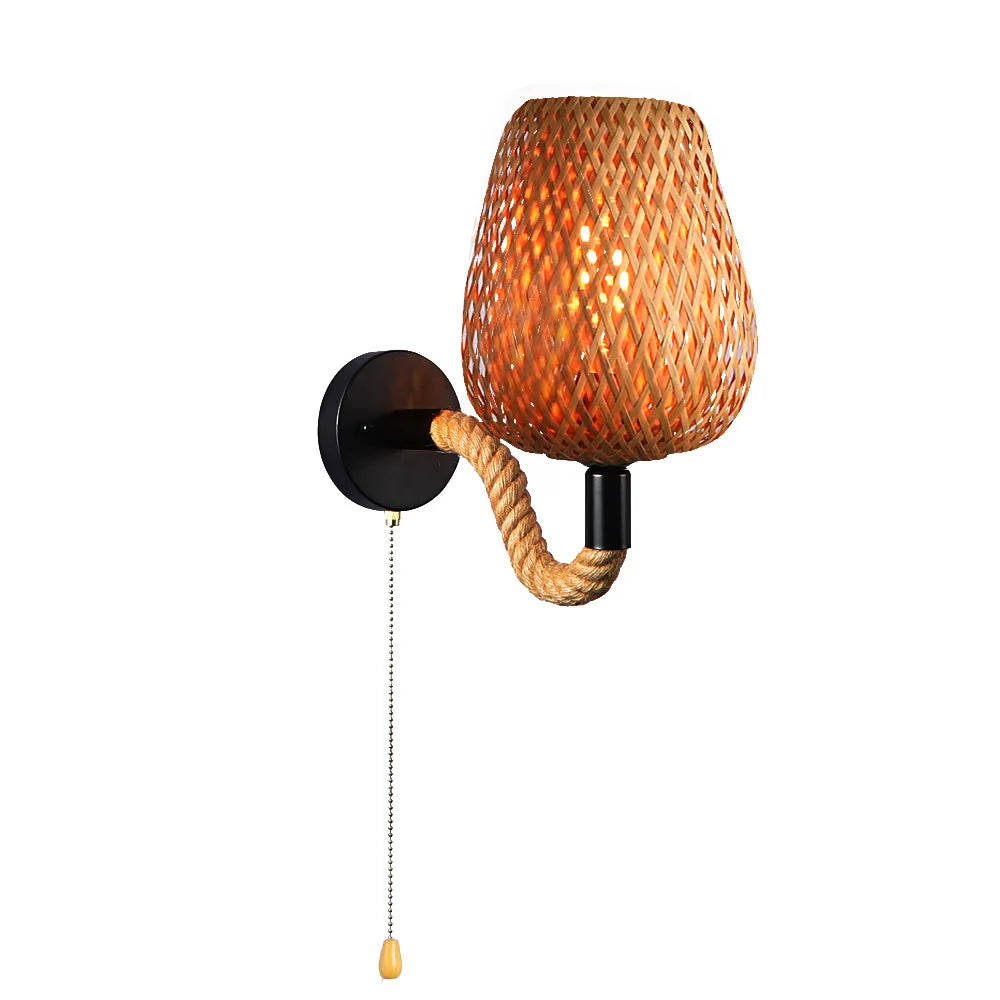 Éclat Nomade™ – Lampe Murale Rétro en Fibres Naturelles