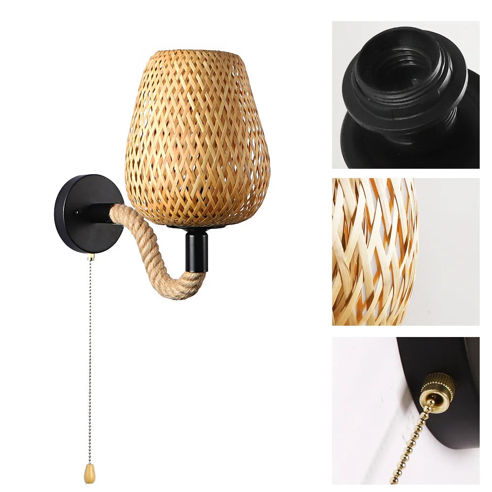 Éclat Nomade™ – Lampe Murale Rétro en Fibres Naturelles