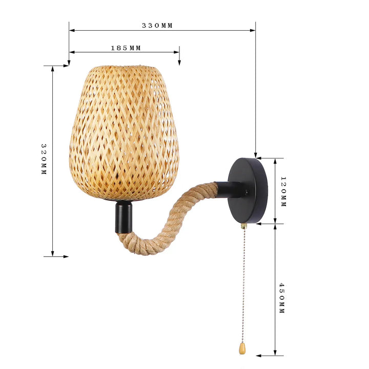 Éclat Nomade™ – Lampe Murale Rétro en Fibres Naturelles