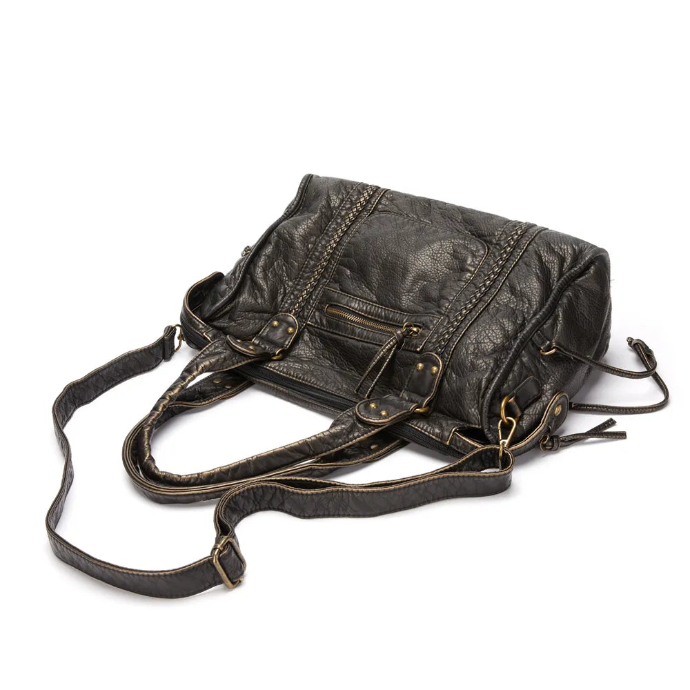 ÉbèneÉlite™ – Élégance Noire en Cuir pour Femme Raffinée
