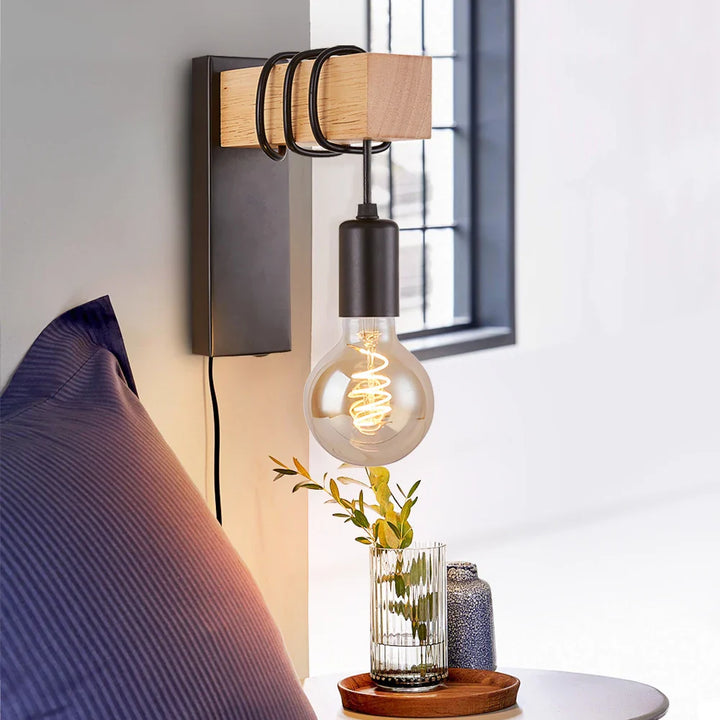 LignaFer™ – Applique Murale Moderne en Bois et Métal