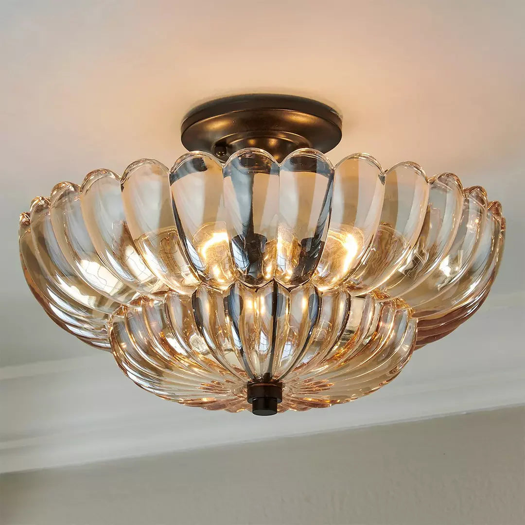 LumiVintage™ – Plafonnier Verre Ambre et Design Fusion
