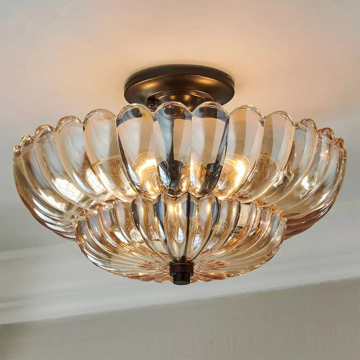 LumiVintage™ – Plafonnier Verre Ambre et Design Fusion