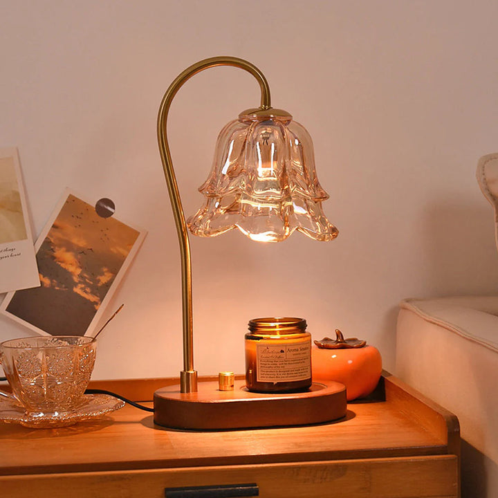 FloréaLuxe™ – Lampe de Table Chic en Verre au Motif Floral