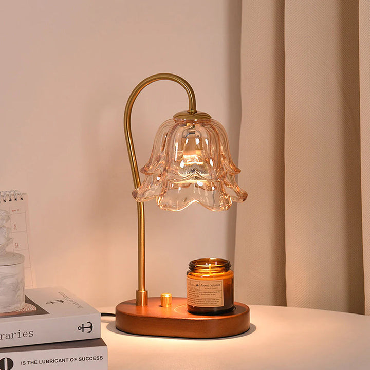 FloréaLuxe™ – Lampe de Table Chic en Verre au Motif Floral