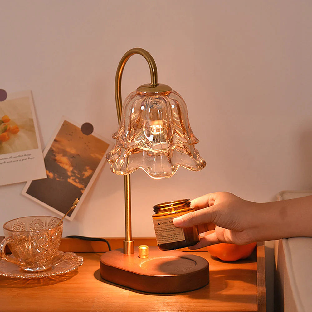 FloréaLuxe™ – Lampe de Table Chic en Verre au Motif Floral