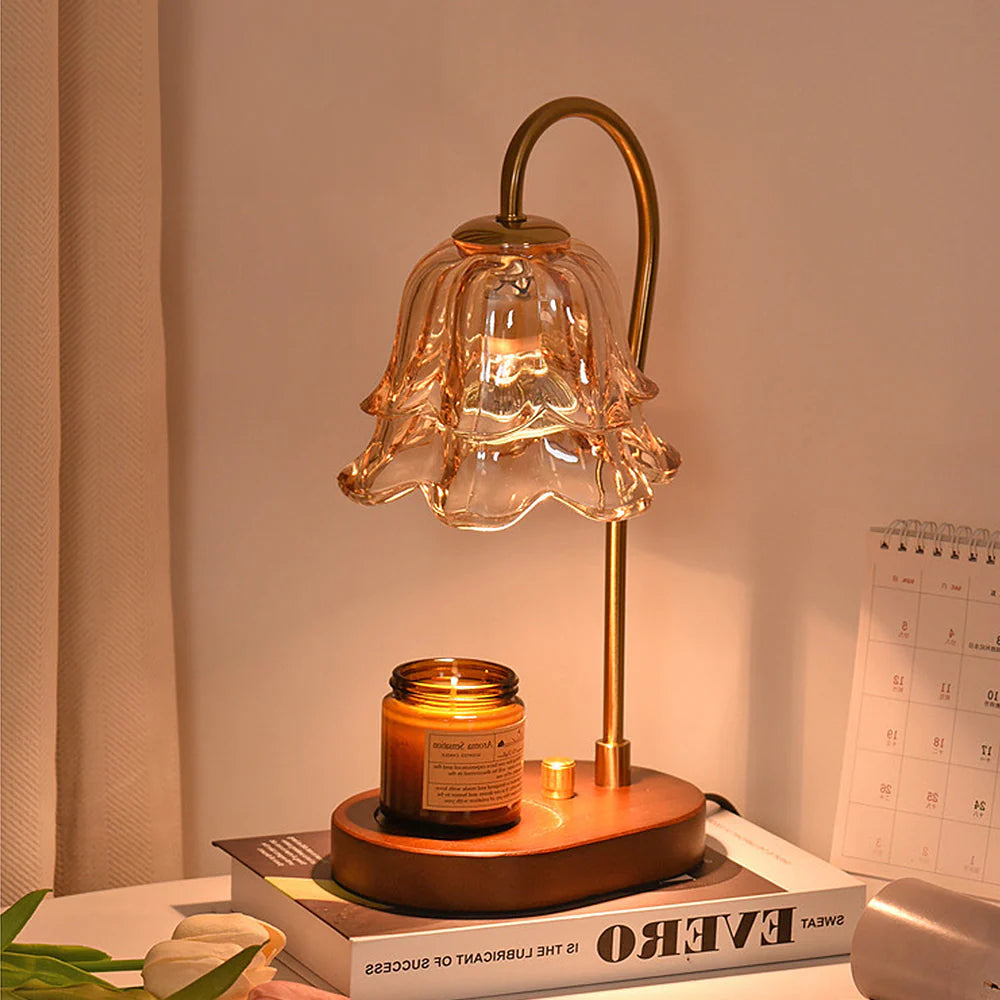 FloréaLuxe™ – Lampe de Table Chic en Verre au Motif Floral