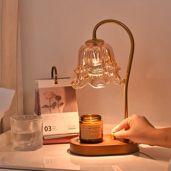 FloréaLuxe™ – Lampe de Table Chic en Verre au Motif Floral