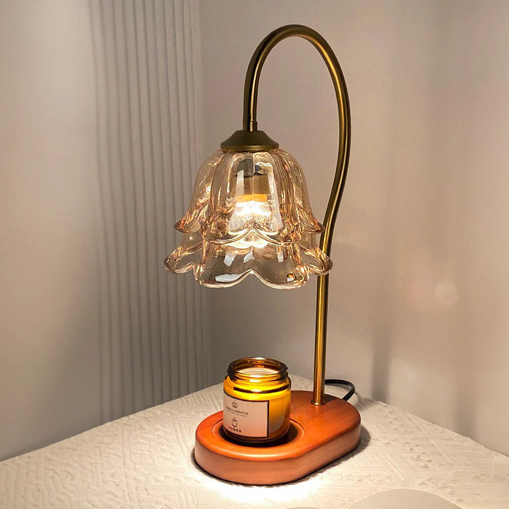 FloréaLuxe™ – Lampe de Table Chic en Verre au Motif Floral