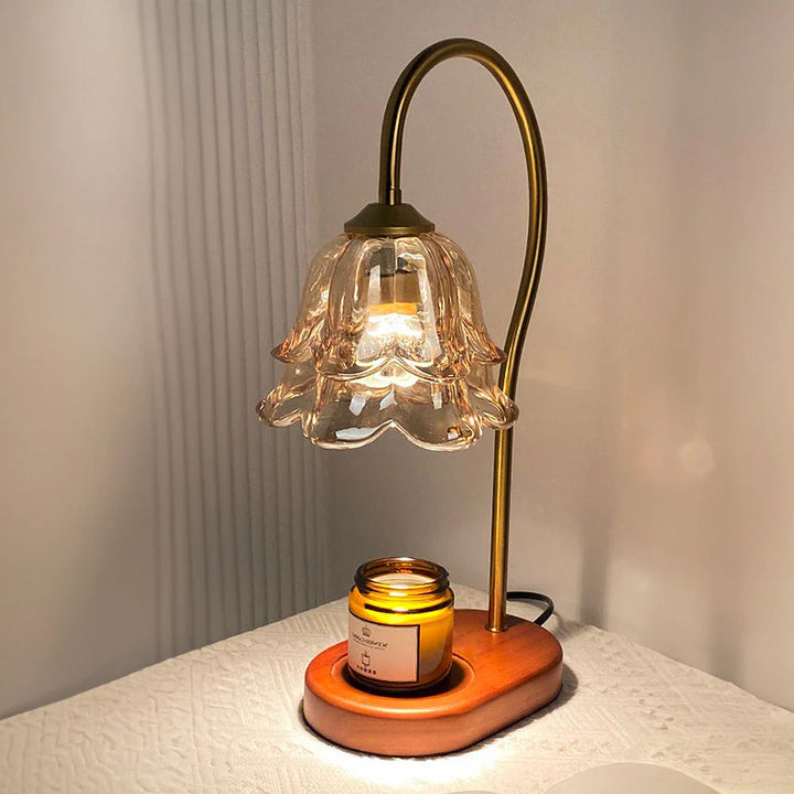 FloréaLuxe™ – Lampe de Table Chic en Verre au Motif Floral