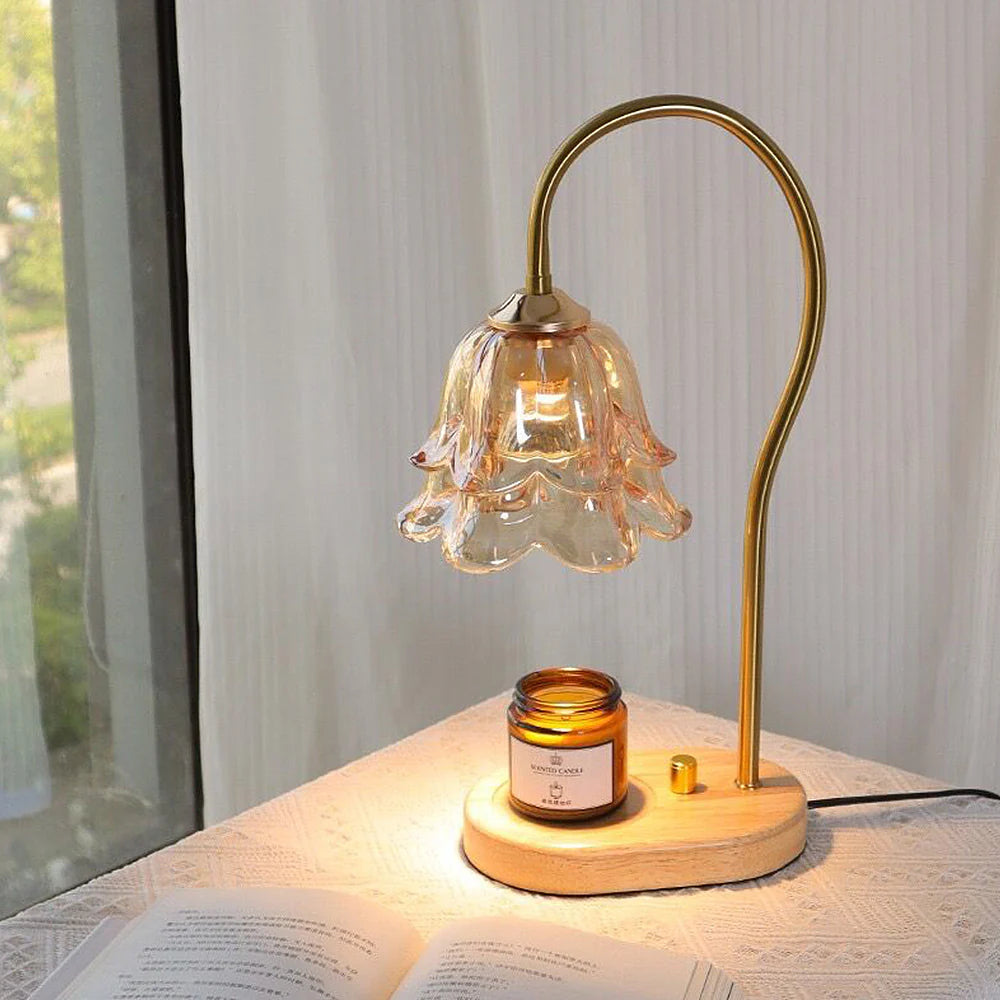 FloréaLuxe™ – Lampe de Table Chic en Verre au Motif Floral