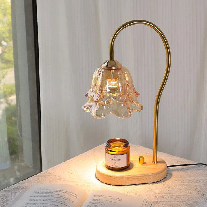FloréaLuxe™ – Lampe de Table Chic en Verre au Motif Floral