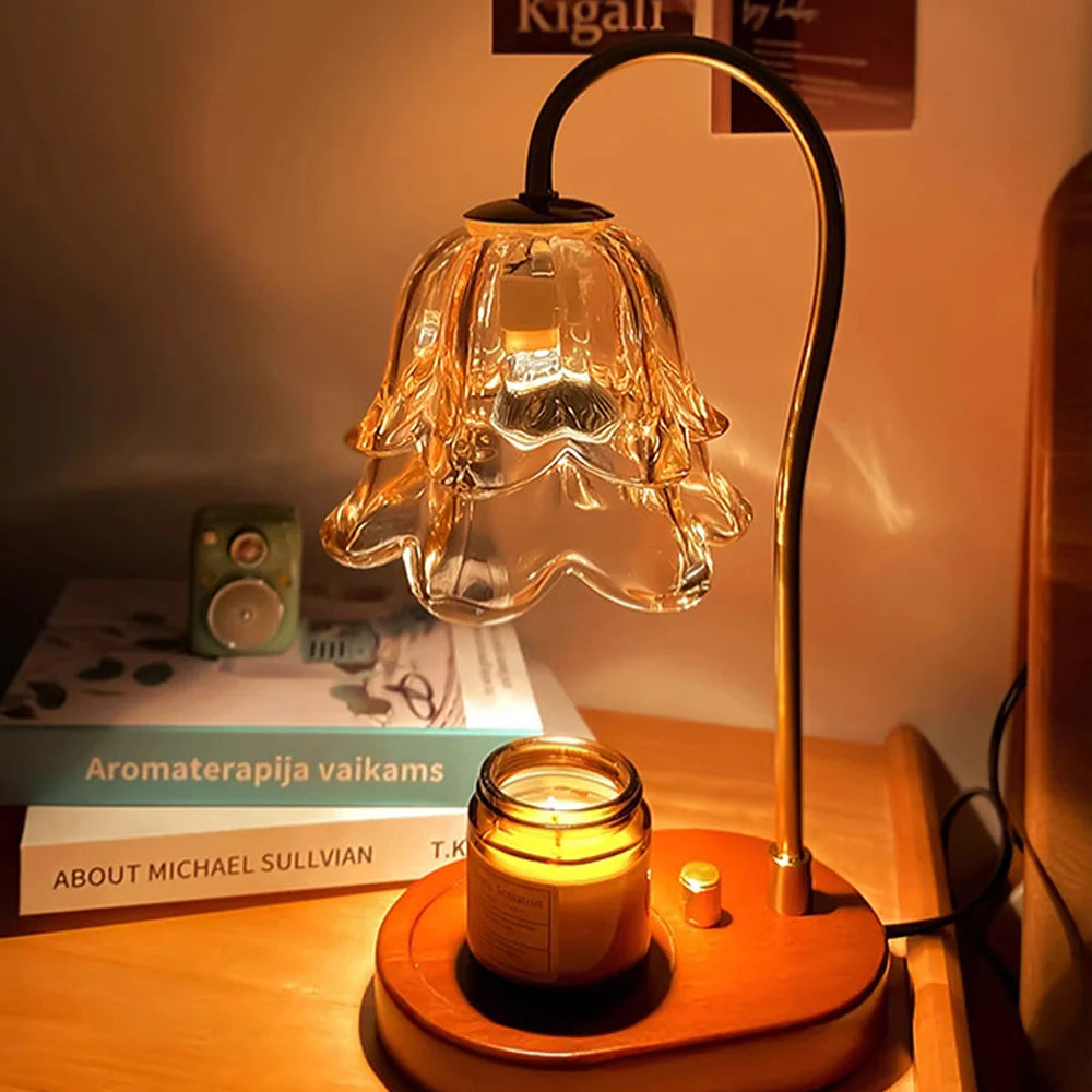 FloréaLuxe™ – Lampe de Table Chic en Verre au Motif Floral