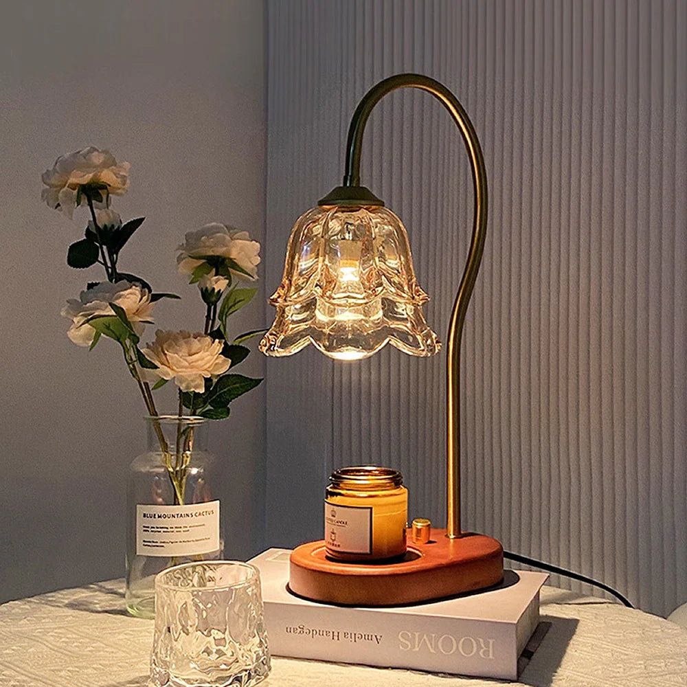 FloréaLuxe™ – Lampe de Table Chic en Verre au Motif Floral