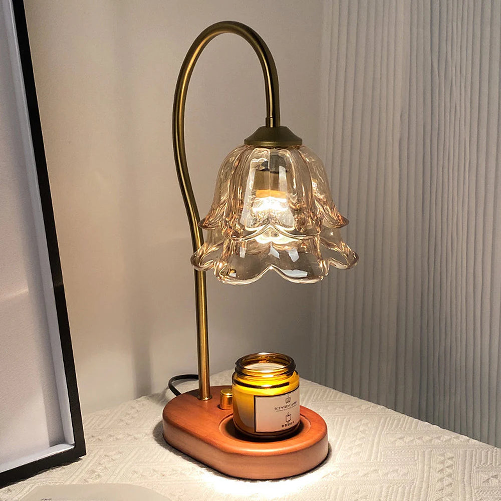FloréaLuxe™ – Lampe de Table Chic en Verre au Motif Floral