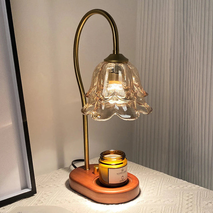 FloréaLuxe™ – Lampe de Table Chic en Verre au Motif Floral