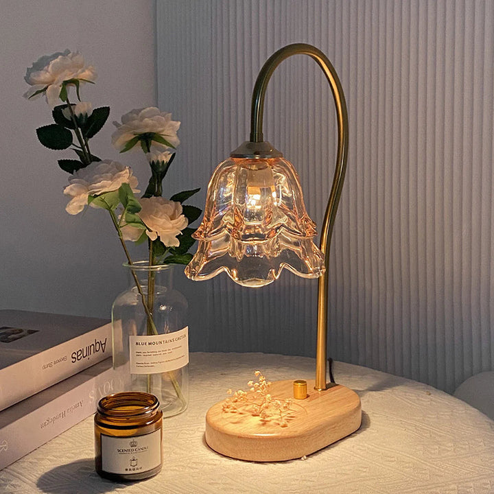 FloréaLuxe™ – Lampe de Table Chic en Verre au Motif Floral