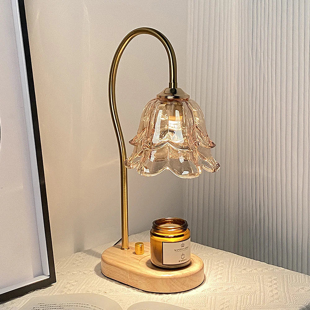 FloréaLuxe™ – Lampe de Table Chic en Verre au Motif Floral