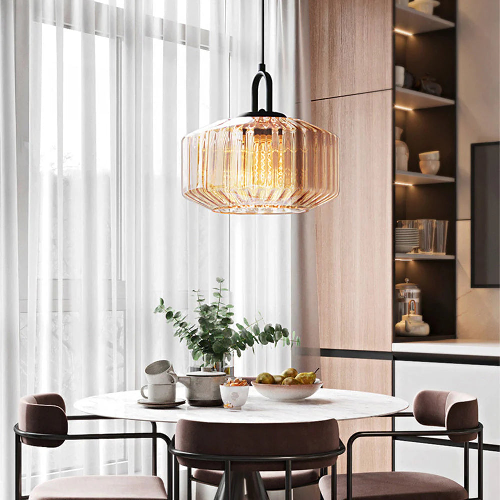 GlassiLign™ – Éclairage Nordique Moderne en Verre Rayé