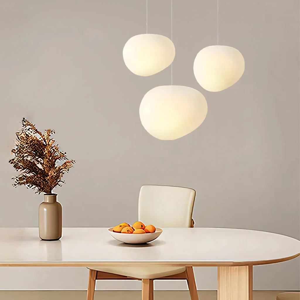 BlancGalet™ – Lampe Suspendue en Pierre Nordique