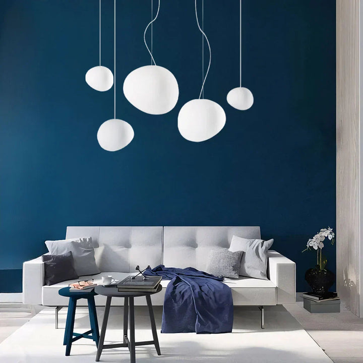 BlancGalet™ – Lampe Suspendue en Pierre Nordique