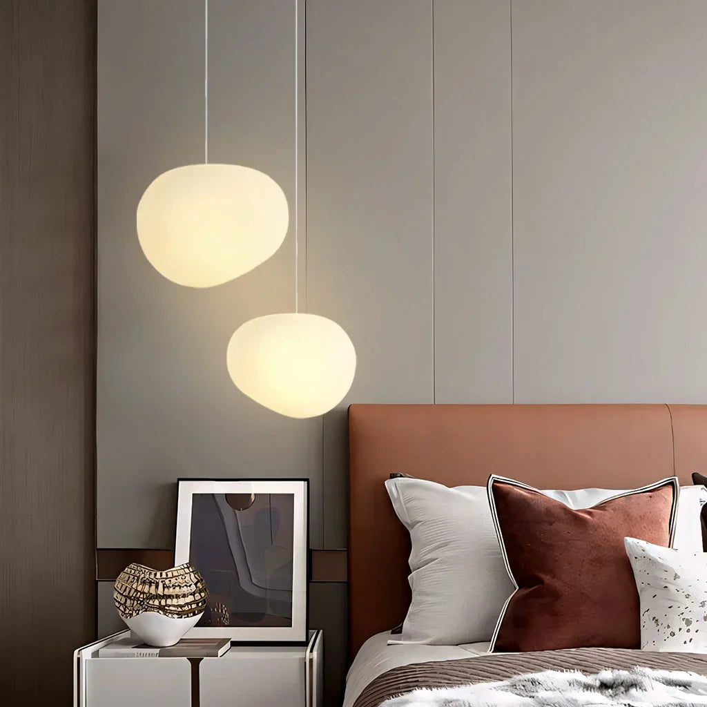 BlancGalet™ – Lampe Suspendue en Pierre Nordique