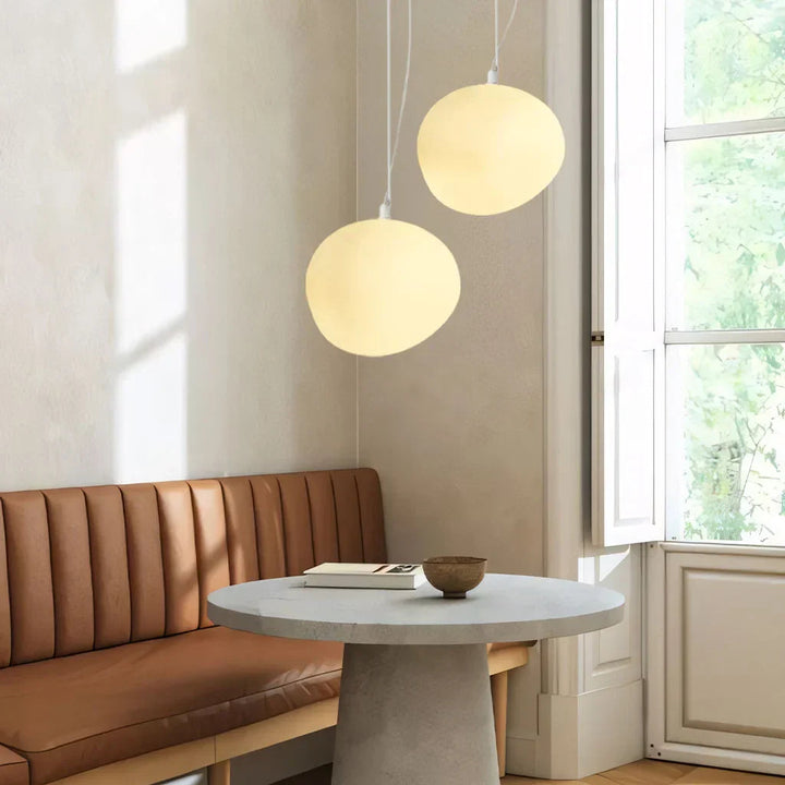 BlancGalet™ – Lampe Suspendue en Pierre Nordique