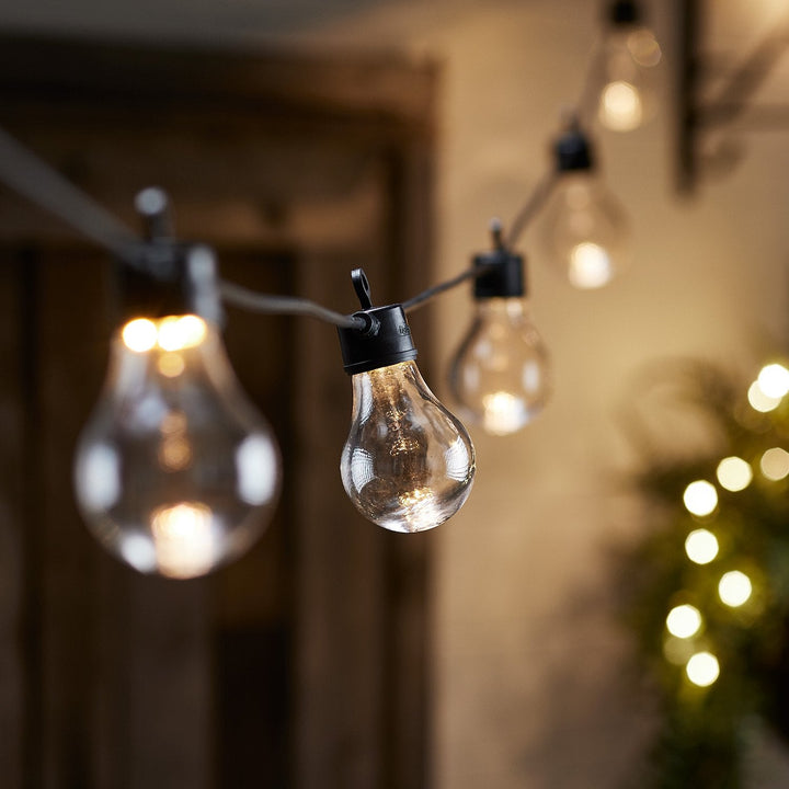 Core Connect Guirlande 30m – 60 Ampoules LED Blanc Chaud, Câble Noir Raccordable