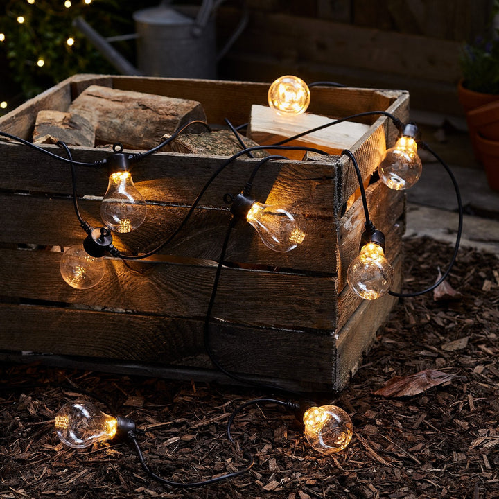 Core Connect Guirlande 30m – 60 Ampoules LED Blanc Chaud, Câble Noir Raccordable