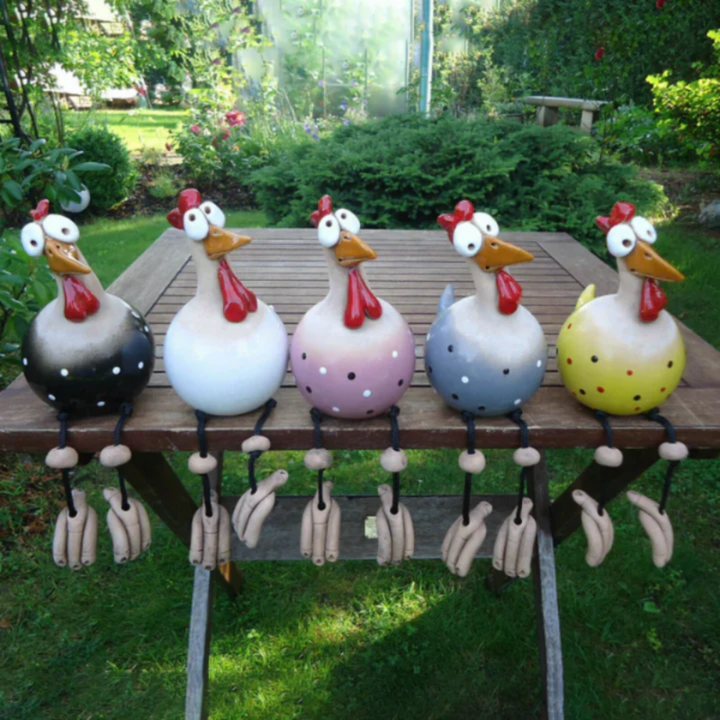 GardenChic™ – Poules en Résine Décoratives