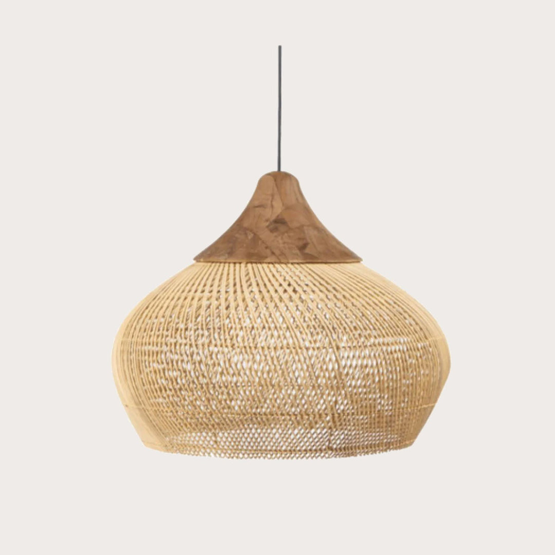 RattaLuxe™ – Lustre Vintage en Rotin Tressé
