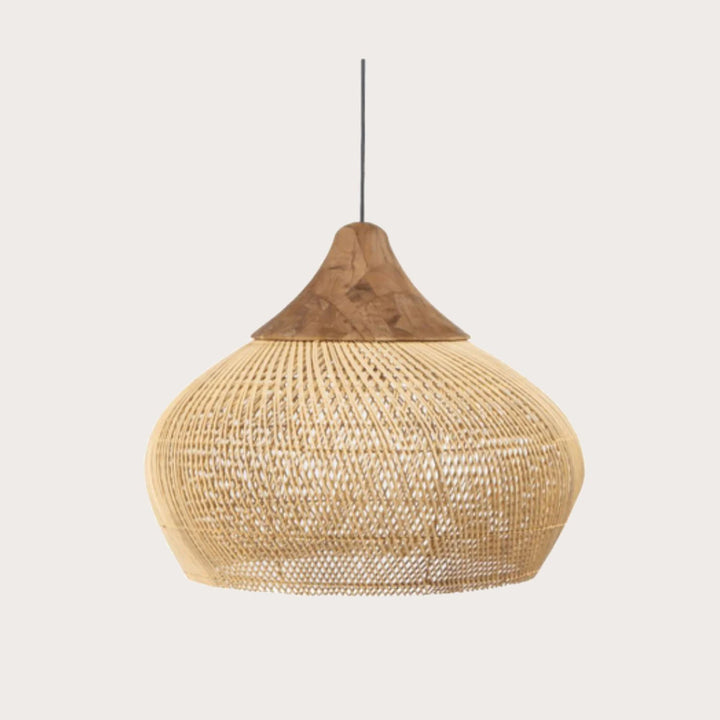 RattaLuxe™ – Lustre Vintage en Rotin Tressé