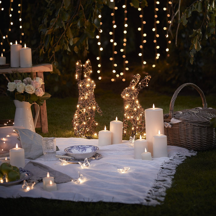 BunnyGlow™ – Duo de Lapins Lumineux en Rotin Naturel